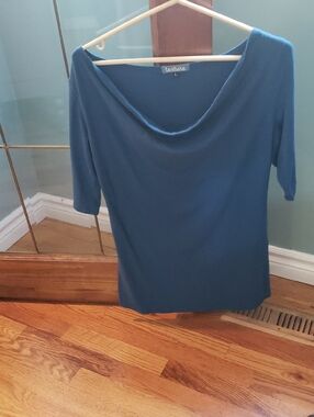 Blue Cowl Neck Jersey Top - Size L